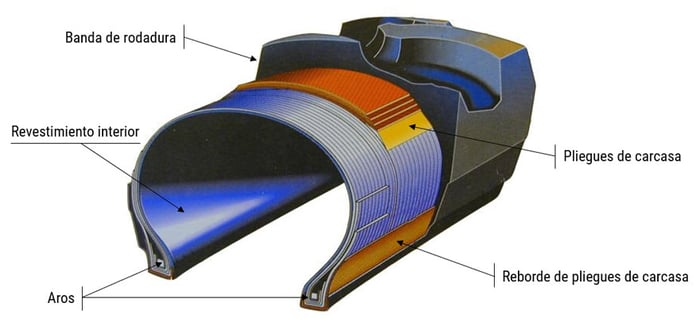 Esquema de un neumático de estructura radial