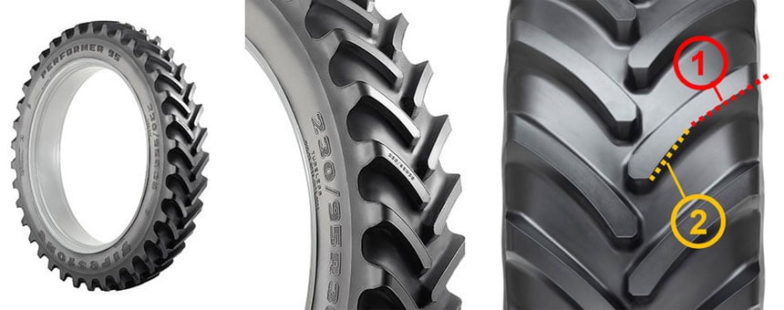 Barras Dual Angle: 1 ángulo que favorece la tracción - 2 ángulo que favorece la autolimpieza